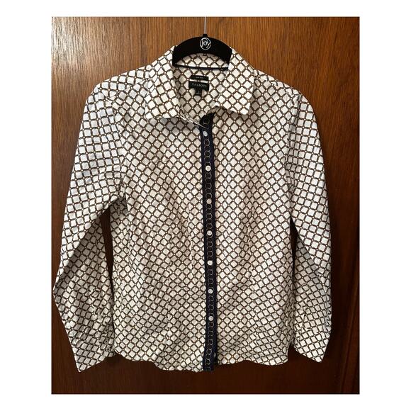 TALBOTS COTTON/SPANDEX LS BUTTON UP BLOUSE; SIZE 2 - Picture 1 of 4